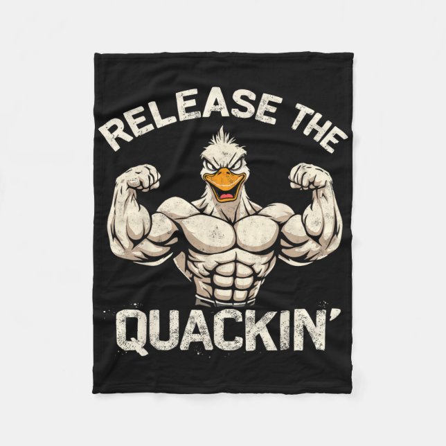 Släpp Quackin'muckle Anka BodyBuilder Joke Fleecefilt (Framsidan)