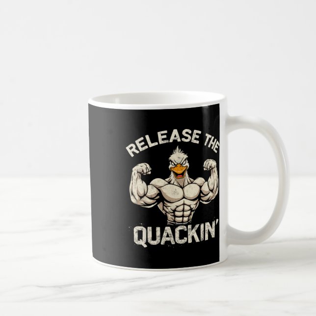 Släpp Quackin'muckle Anka BodyBuilder Joke Kaffemugg (Höger)