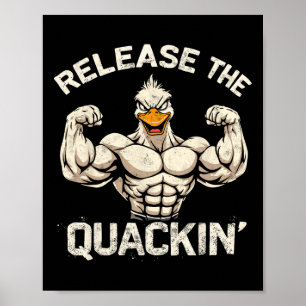 Släpp Quackin'muckle Anka BodyBuilder Joke Poster