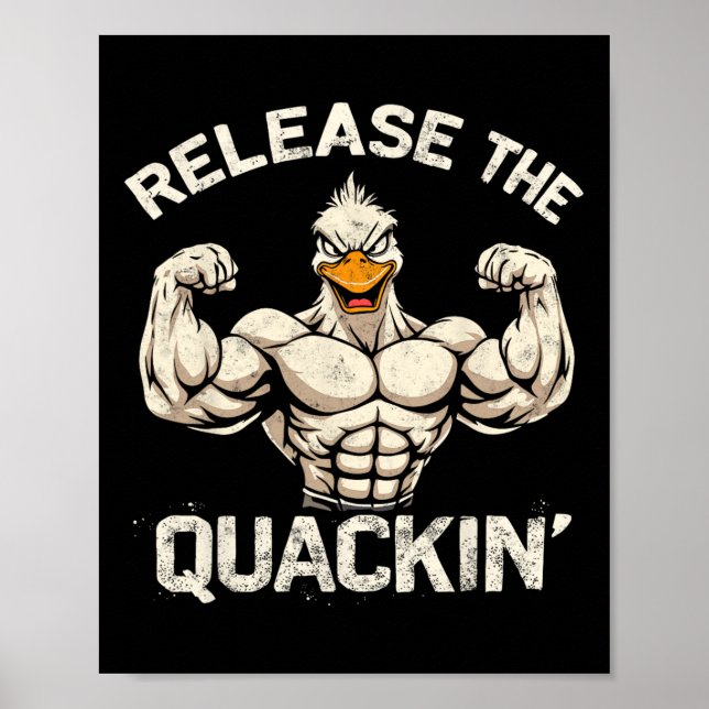 Släpp Quackin'muckle Anka BodyBuilder Joke Poster (Framsidan)
