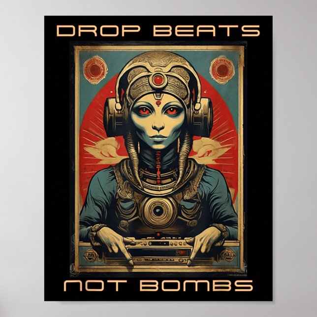 Släpp slag inte bomber mot krig Alien Annunaki Poster (Framsidan)