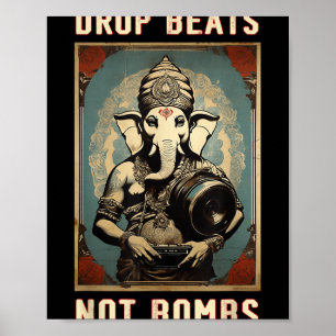 Släpp slag inte bomber mot krig Ganesha Ganapati Poster