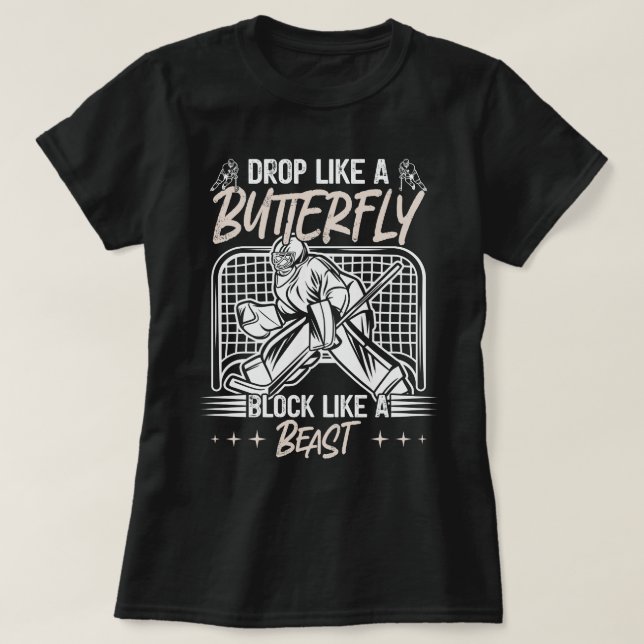 Släpp som ett fjärilblock som en Beast Goalie T Shirt (Design framsida)