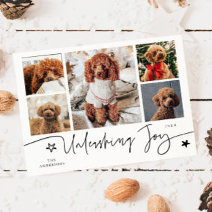 Släppa lös glädje Vit hund Flerfotos Julkort
