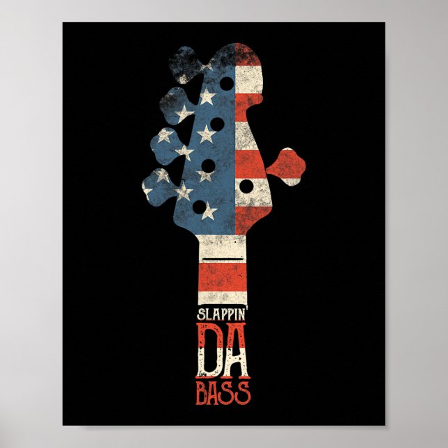 Slappin Da Bass Guitar Player T Shirt for Musician Poster (Framsidan)
