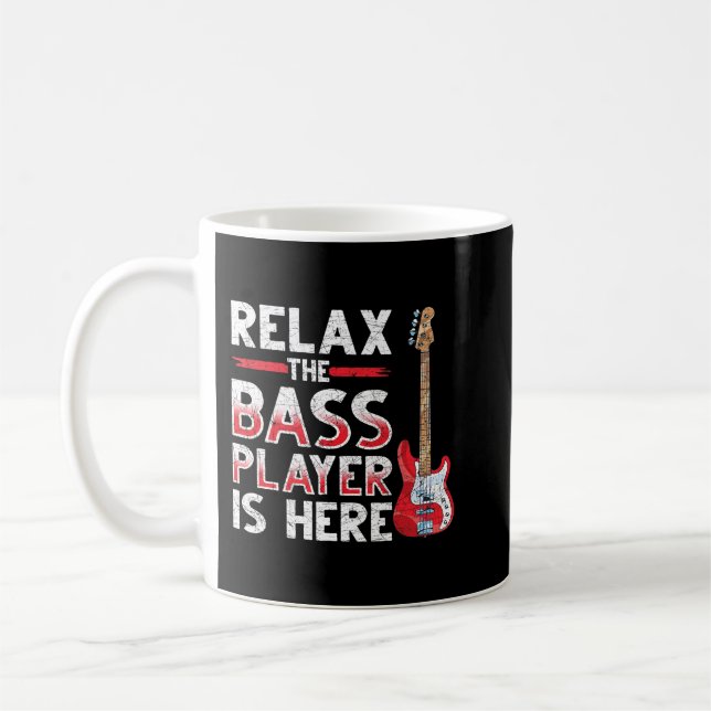 Slappna av Bass Player är här Bass Guitar 3 Kaffemugg (Vänster)