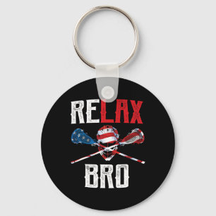 Slappna av Bro Lacrosse American Flagga Lax Lacros Nyckelring