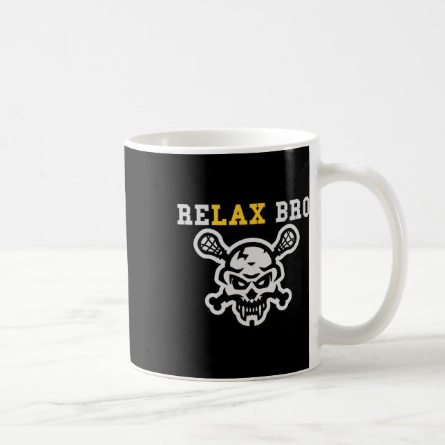Slappna av Bro Lax Funny Lacrosse Skull Crossbone Kaffemugg (Höger)