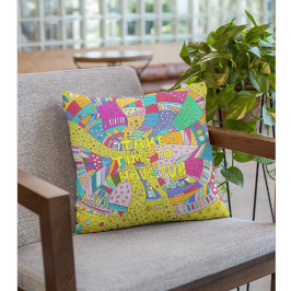 Slappna av, färglös doodle stil mindfulness cushio kudde