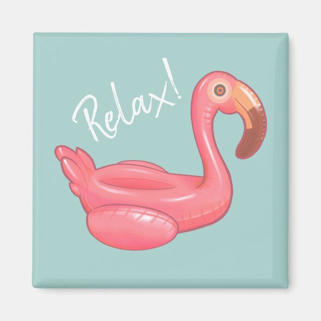 Slappna av Flyt Flamingo Magnet (Framsidan)