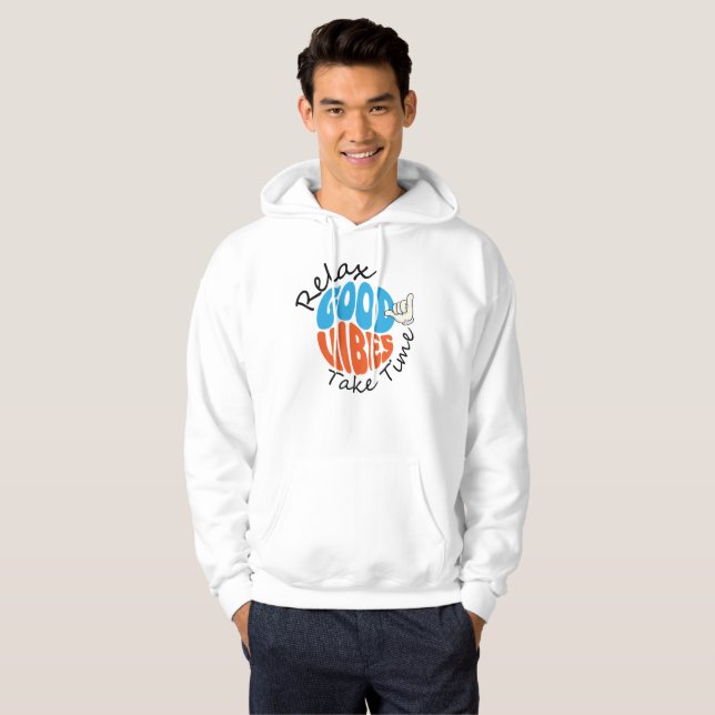 Slappna Av Goda Vibrationer Ta Tid Hoodie (Hel framsida)