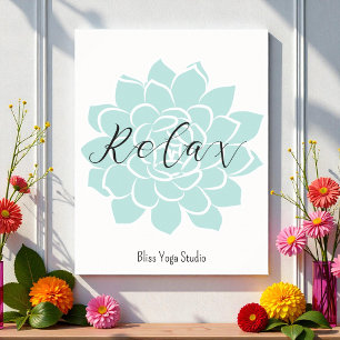Slappna av Grönt Vita Yoga-citat Zen Fitness Arbet Poster