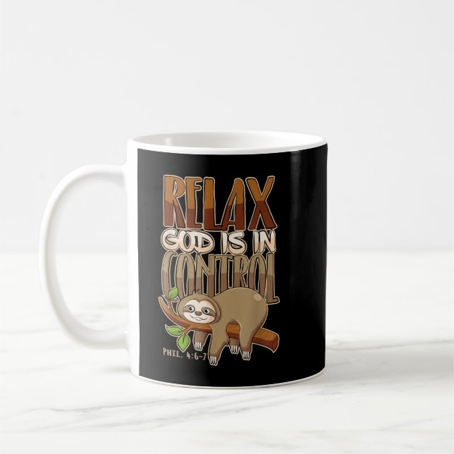Slappna av Gud är i styrande kristen bibelcitatfac Kaffemugg (Vänster)