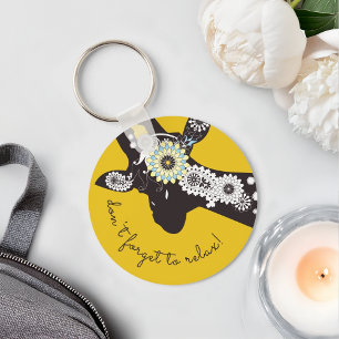 Slappna av - Gult Funky Coola Giraffe Nyckelring