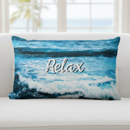 Slappna av Hawaii Turcos Ocean Vågar Photo Script Lumbarkudde