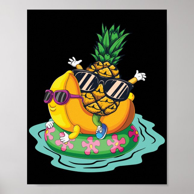 Slappna av i coolan av ananas Banana Summer Vacati Poster (Framsidan)