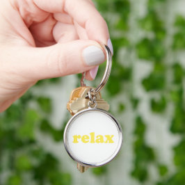 Slappna av i gultens coola rund silverfärgad nyckelring