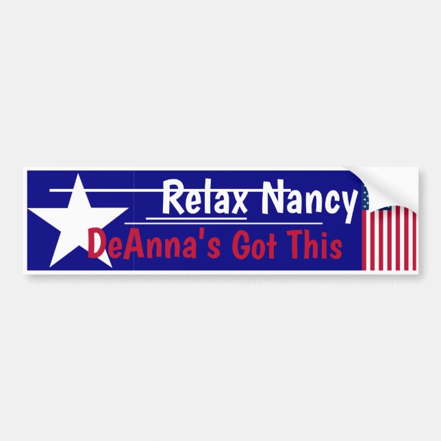 Slappna av i Nancy Dens har. Bumper Sticker Bildekal (Framsidan)