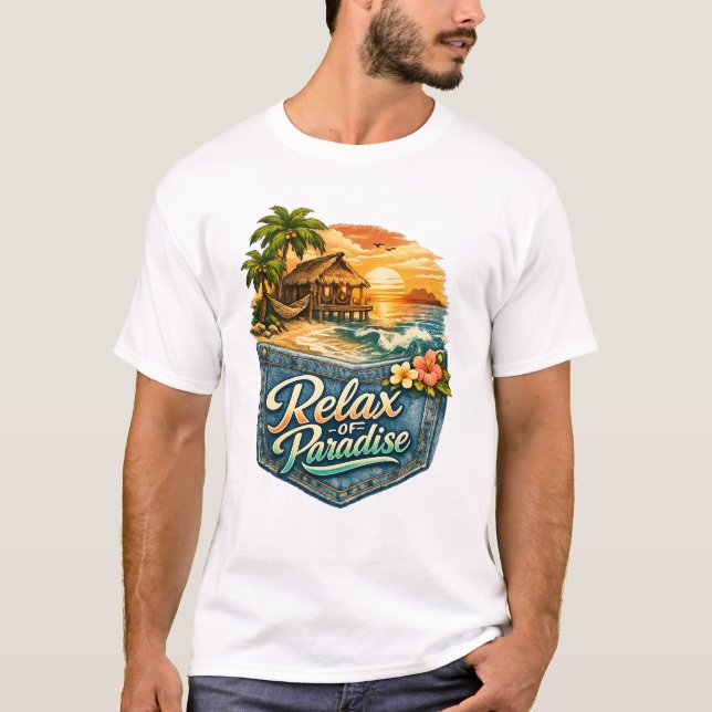 Slappna av i paradiset – Tropisk flykt Basic T-Shi T Shirt (Framsida)