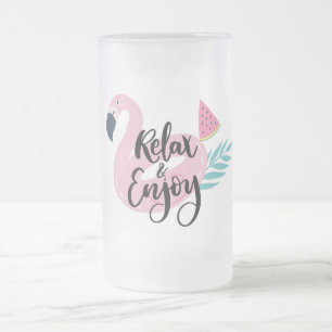 Slappna av och njut Flamingo Frostat Ölglas