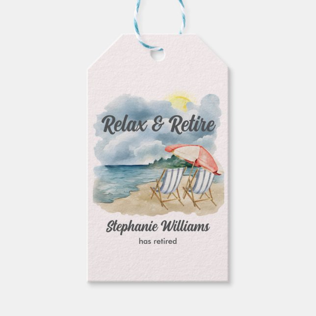 Slappna av och Retire Tropical Beach-ordförande Th Presentetikett (Framsidan)