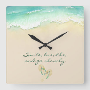 Slappna av och sjömil vid Beach Square Wall Clock Fyrkantig Klocka