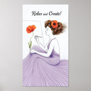 Slappna av och Skapa - en mus i Lavender Poster