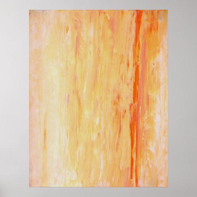 "Slappna av" Rosa och Orange Abstrakt Art Poster S (Framsidan)