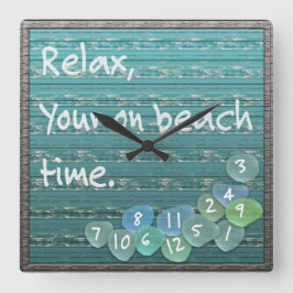 Slappna av, Sea Glass Beach Driftwood Ocean Fyrkantig Klocka