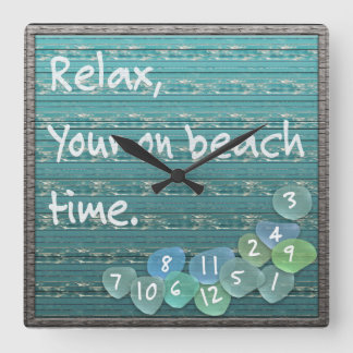 Slappna av, Sea Glass Beach Driftwood Ocean Fyrkantig Klocka