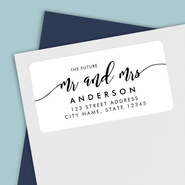 Slappna av Skript Framtidens Mr. och Mrs. Adress Adressetikett (Skapare uppladdad)