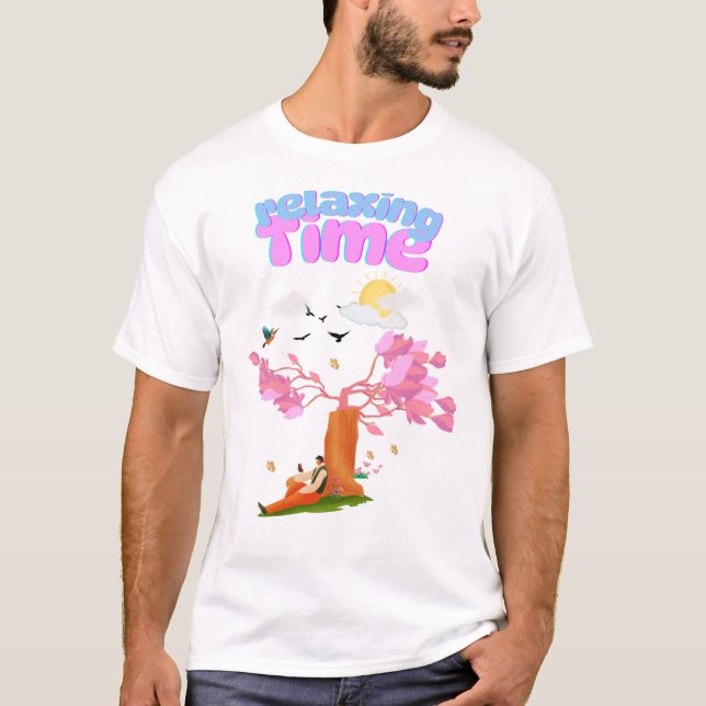 Slappna av Time Man T-Shirt - Fredlig Garden Desig (Framsida)