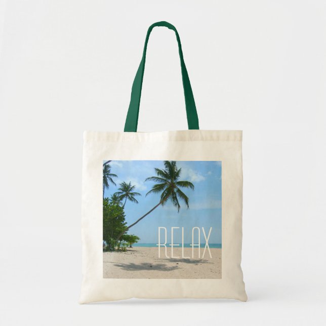 "Slappna av" Tropical Beach Tote Tygkasse (Framsidan)