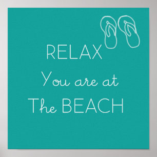Slappna av vid Beach Poster Aqua and White