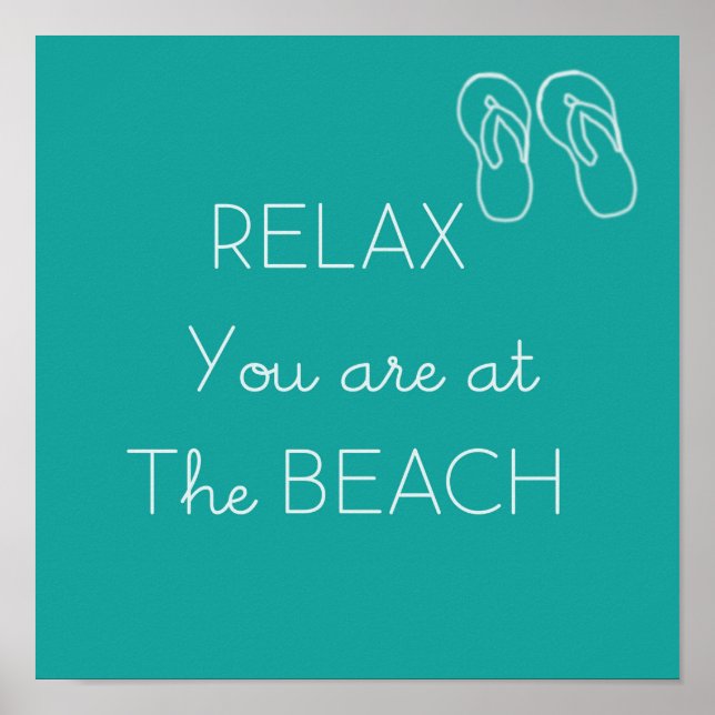 Slappna av vid Beach Poster Aqua and White (Framsidan)