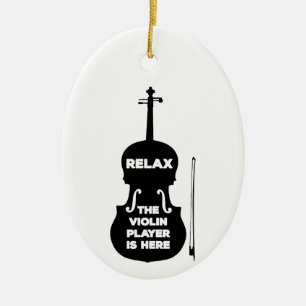 Slappna av Violin Player är här Julgransprydnad Keramik