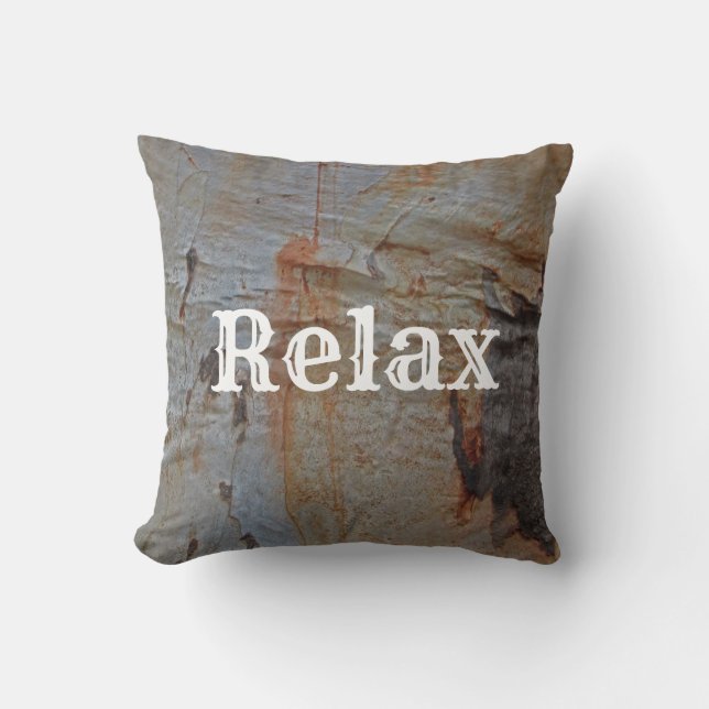 Slappna av Woodgrain Träd Bark Photo Brown Rustic Kudde (Framsida)