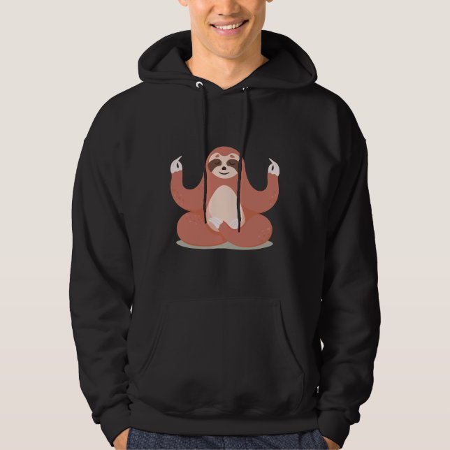 Slappna av Yoga Sloth Hoodie (Framsida)