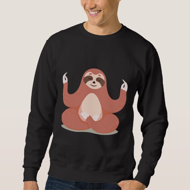 Slappna av Yoga Sloth Lång Ärmad Tröja (Framsida)