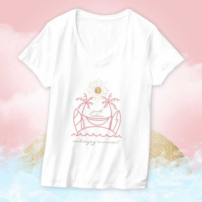 Slappna bara av - Surfan Paradise Handflatan T Shirt (Just Relax Enjoy Summer Surf Paradise Palm Island T-Shirt ©Susanne Sachers - Sunny Mind Design 🌞)