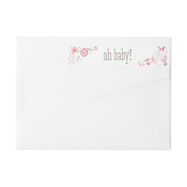 Slappt blomma den rosa naturbukettnyfödd bebis etikettband (Baksidan)