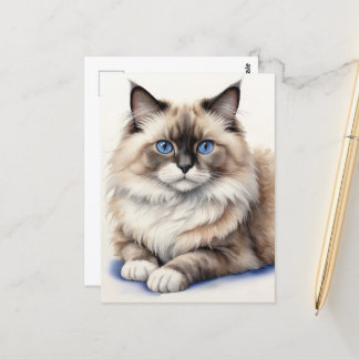 Släppt Mysigt sällskapsdjur med Ragdoll Cat Illust Vykort