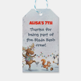 Slapstick Ice Skating Birthday Thank you sticker Presentetikett