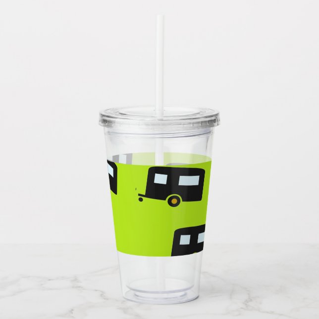 Släpvagnar på grönt take away mugg (Framsida)
