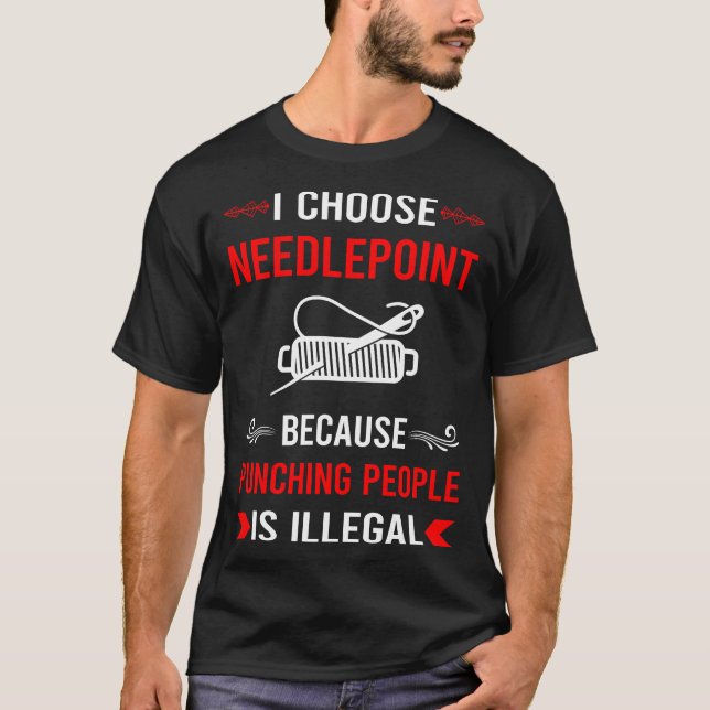 Slår arbete med Needlepoint Canvas T Shirt (Framsida)