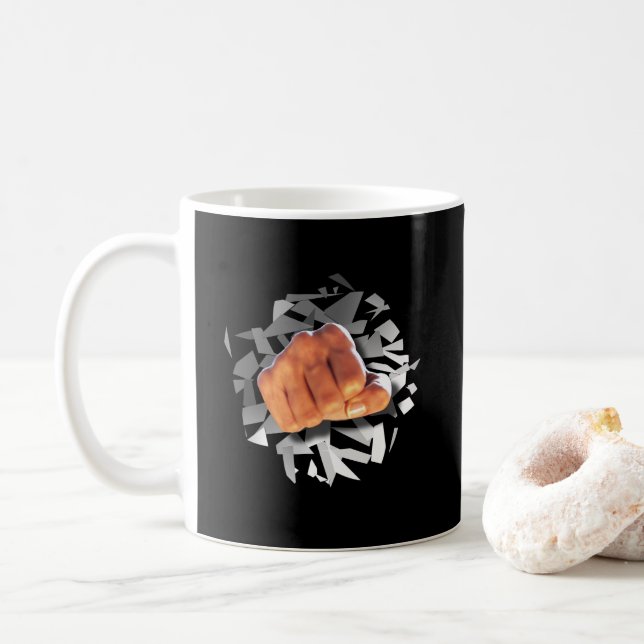 Slår först igenom! kaffemugg (Med munk)