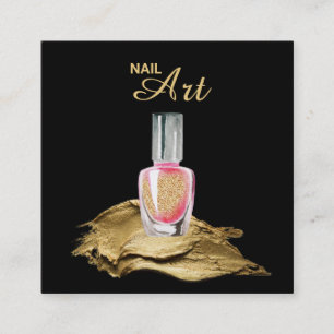 Slår guld- glitter för *~*flaska polsk konst fö fyrkantigt visitkort