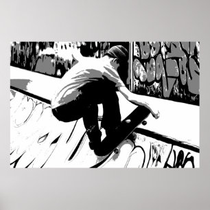 Slår i rampen - Skateboardåkare Poster