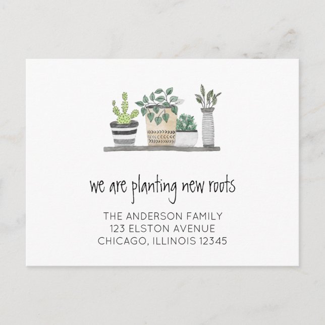 Slår Nya Rötter Ny Adress Flyttar Meddelande Vykort (Framsida)