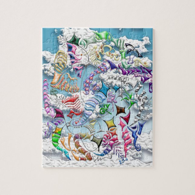 Slåss drakar -- Blått Pussel (Vertikal)